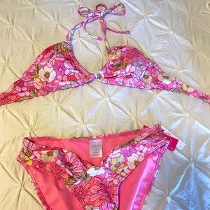 Pink floral bikini